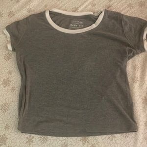 grey and white slightly cropped tee from aeropostal